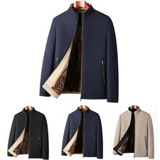 Mens Winter Thicken Plush Jacket Cotton Added Business Coat Warm Everyday Wear