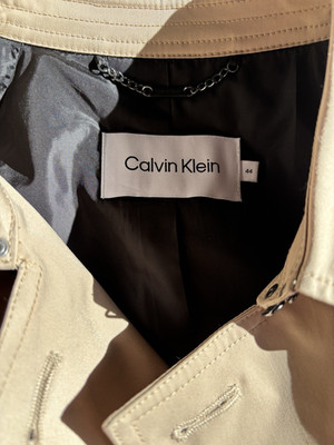 Calvin Klein Trenchcoat Damen Beige Baumwolle Gürtel Schulterklappen Größe 44