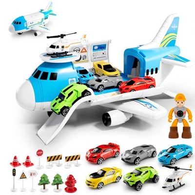 Frachtflugzeug-Set mit 5 Autos, Hubschrauber und Zubehör für Kinder 3-12 Jahre