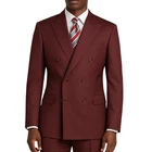 VINCI Men's Burgundy Double-Breasted Suit w/ Adjustable Waist, Reg-Fit - NEW
