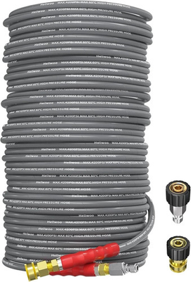 #ad Heliwoo 150FT 4200PSI Pressure Washer Hose 1 4quot; Flexible Wire Extension Hose $123.96