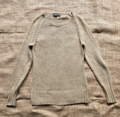 MEXX offener Strickpullover Metallic Gold Größe M - vielseitiger Opa-Kern