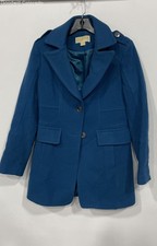 Michael Kors Womens Blue Wool Blend Single-Breasted Pea Coat Size Medium