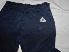 Bulwark FR Work Pants Mens 36X29 Navy Blue Straight Leg