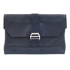 Pre-owned Herm s City Slide clutch bag in black and navy with an X stamp,