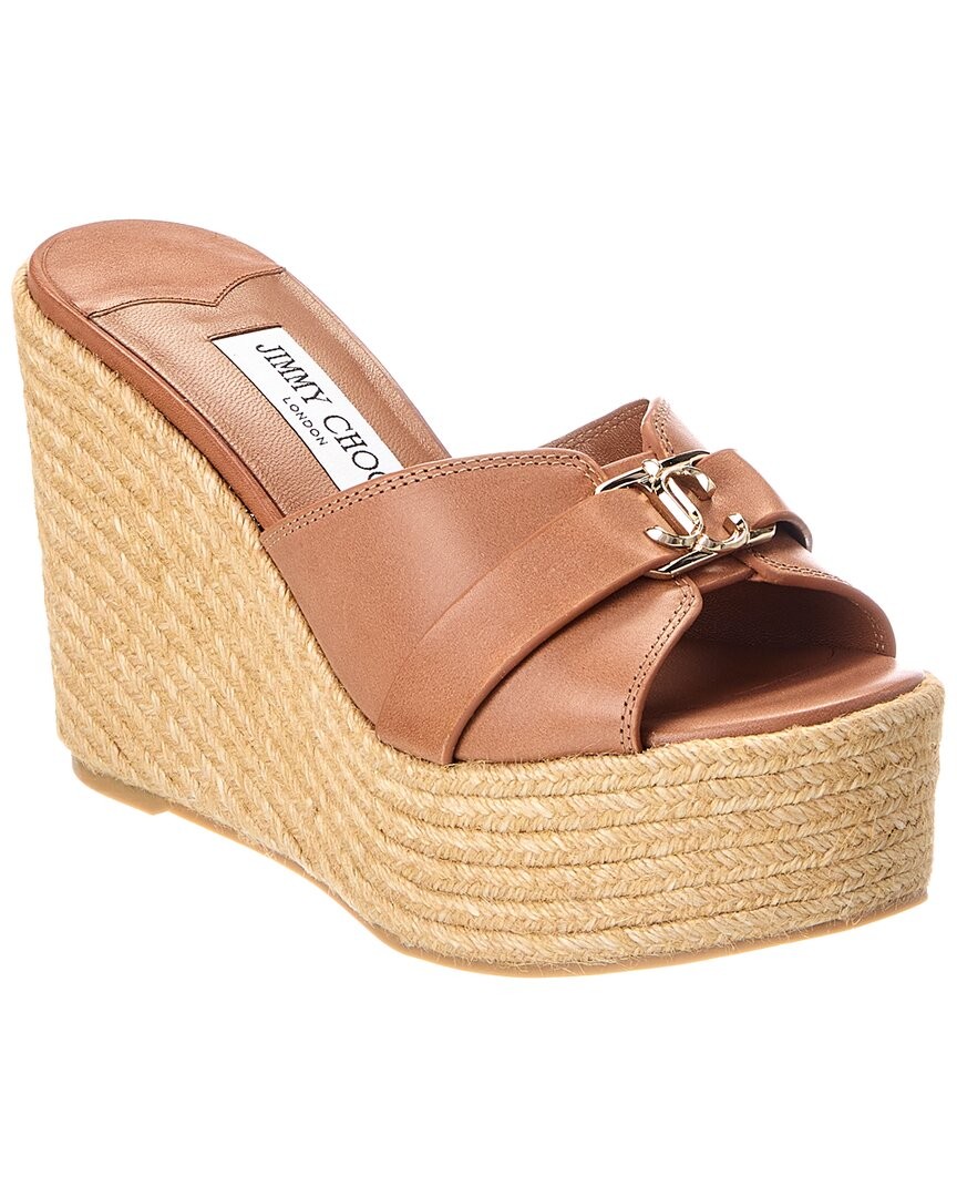 Jimmy Choo Leda Wedge 100 Brown Sandals New Womens Brown 365 117290₽