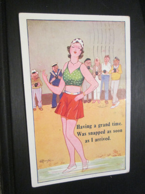 Comic Postkarte GF Christie ''Having a grand time. Wurde so bald gerissen...'' 1949