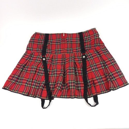 Vtg Tripp NYC Red Plaid Miniskirt Size 16 Lacing Straps Skirt - Picture 6 of 10