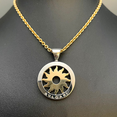 EXKLUSIVER BVLGARI BULGARI TONDO SUN ANHÄNGER 750/-GELBGOLD & STAHL