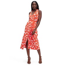 DVF Target Ginkgo Wrap Dress M Red White Midi Collared Knit NWT Chic