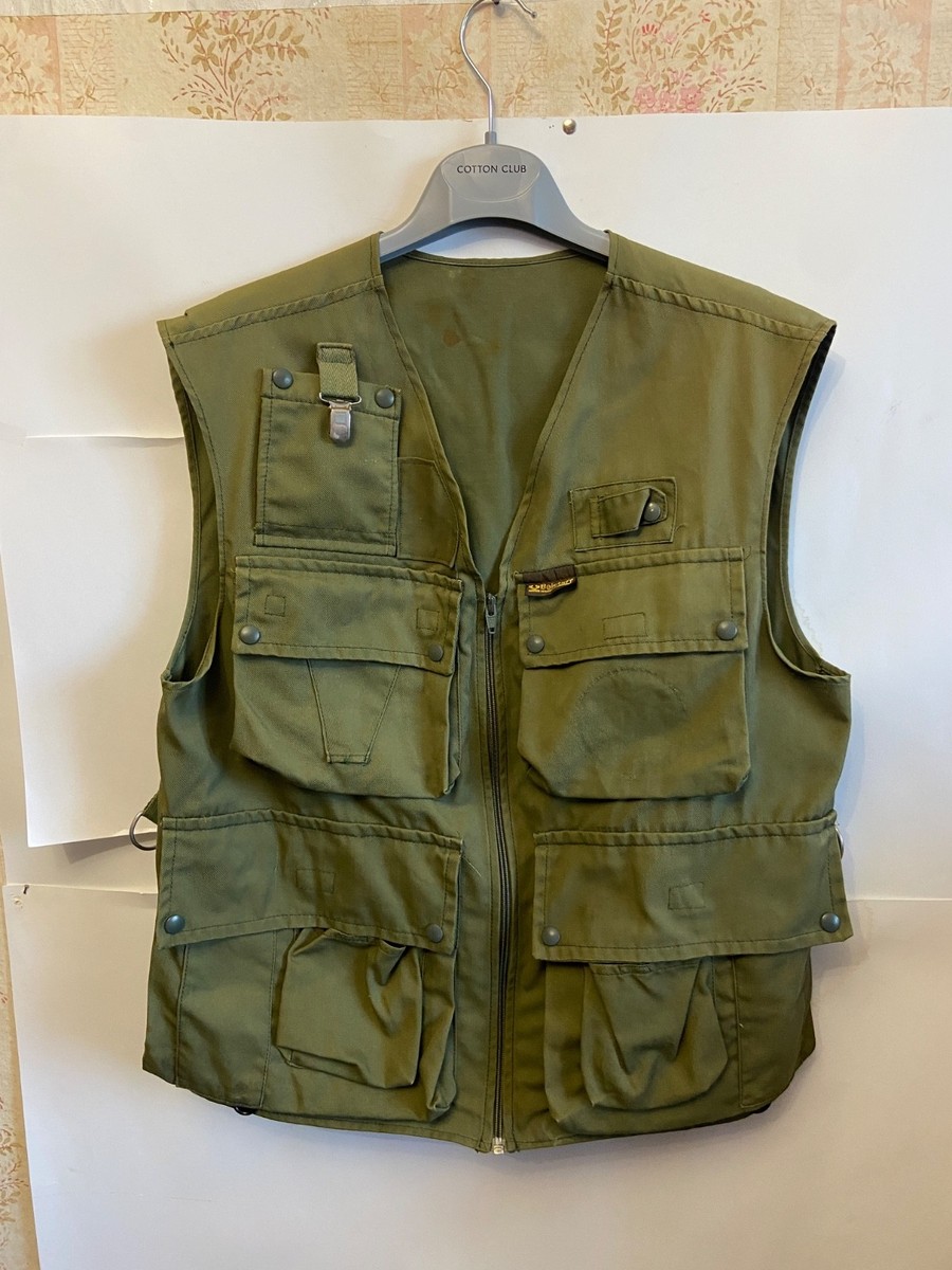 Rare Vintage 70's Men's BELSTAFF Multi Pocket Cargo Vest Waistcoat Khaki Green
