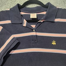 Brooks Brothers Performance Knit Polo Shirt Mens XL Navy Blue Short Sleeve