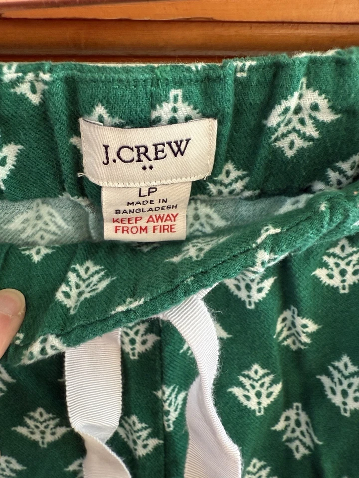 J.Crew пижамы брюки LP зеленый белый печать 100% хлопок шнурка гостиной Sleepwear - Изображение 2 из 4