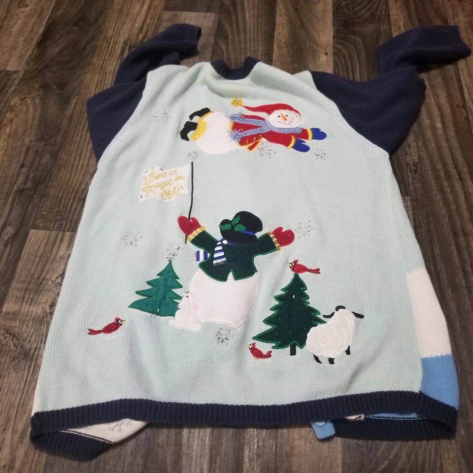 Vintage Quacker Factory Christmas Snowman Cardigan Sweater Size Large - Image 2 of 4