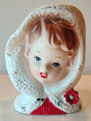 Vintage Inarco Christmas Girl Head Vase E-1274