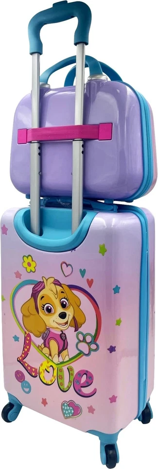 Maleta de mano giratoria de 20” con licencia rígida para niños y estuche de belleza... Foto 4 de 4