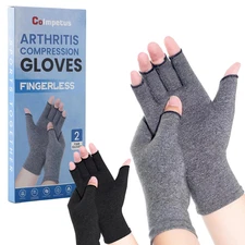 Compression Arthritis Gloves, 2 Pairs Fingerless Hand Support Wrist Brace for Me
