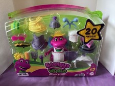 1028-Fisher-Price Barney's World Dress Up Barney 20 Piece Toy Figure Set New