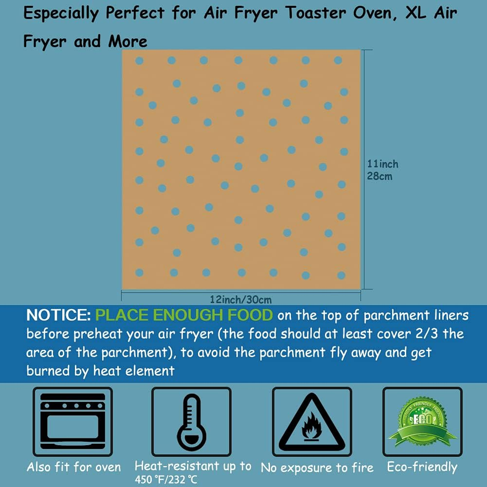 Nonstick Unbleached 11x12 Inch Air Fryer Oven Liners Nonstick Unbleached 11x12 Inch Air Fryer Oven Liners