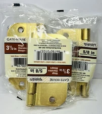 Gate House Polished Brass 3.5” X 5/8" Radius Round Door Hinge interior Qty 3
