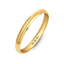 Amberta 9ct 14ct 18ct White & Yellow Gold Wedding Band Ring - Made in Italy
