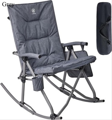 EVER ADVANCED Oversized Folding Rocking Camping Chair, Grey, Classic