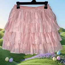 Wonder Nation Pink Mesh Tiered Ruffle Tutu Dance Skirt Cotton Lined Ballet Sz 10