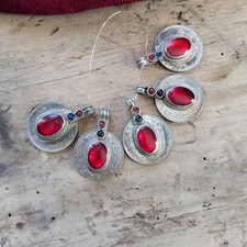 Kuchi Tribal Coin Pendants Kochi Adornment Red 5x 20072 