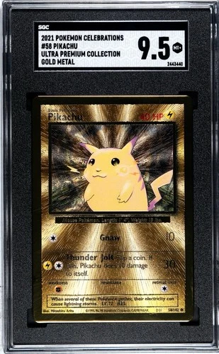 SGC 9.5 MINT Pikachu 58/102 Celebrations Ultra Premium Collection GOLD METAL