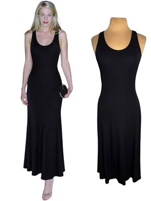 Minimalist Vintage 90s Black Column Tank Dress Carolyn Bessette-Kennedy Style