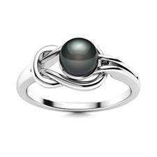 Solitaire 5MM Round Black Spinel Infinity Love Knot Ring 925 Sterling Silver