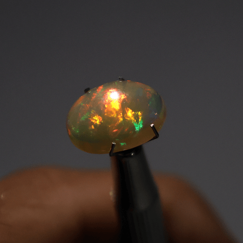Fuochi d'artificio 4,81 Cts opale etiope naturale qualità AA+ pietra preziosa cabochon ~ 14x11 mm - Foto 7 di 12