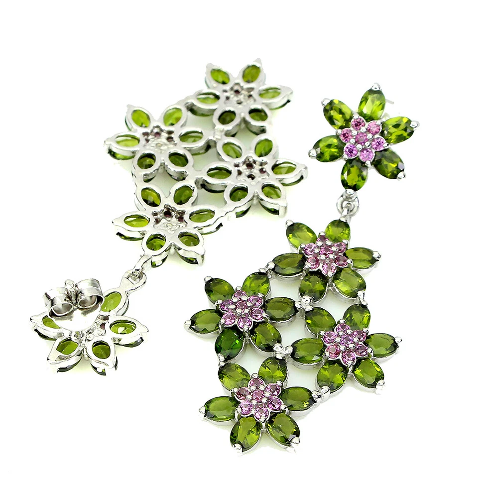 925纯银耳环椭圆形镀铬透视石宝石珠宝首饰 — 第 3/4 张图片