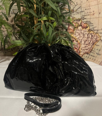 Damen Mädchen Tasche Clutch Pasticcino schwarz glänzend mit Echtleder Schulte...