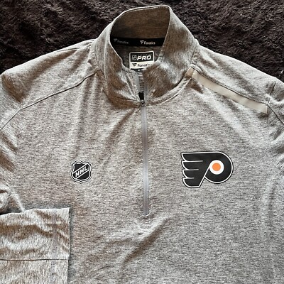 Fanatics Philadelphia Flyers Men's M 1/4 Zip Pullover Gray Logo NHL