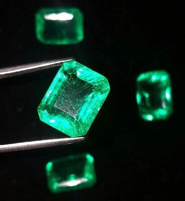 7 - 9 Ct Each Natural Zambian Green Emerald Cut 6 Pcs Certified Gemstone - Image 1 of 4