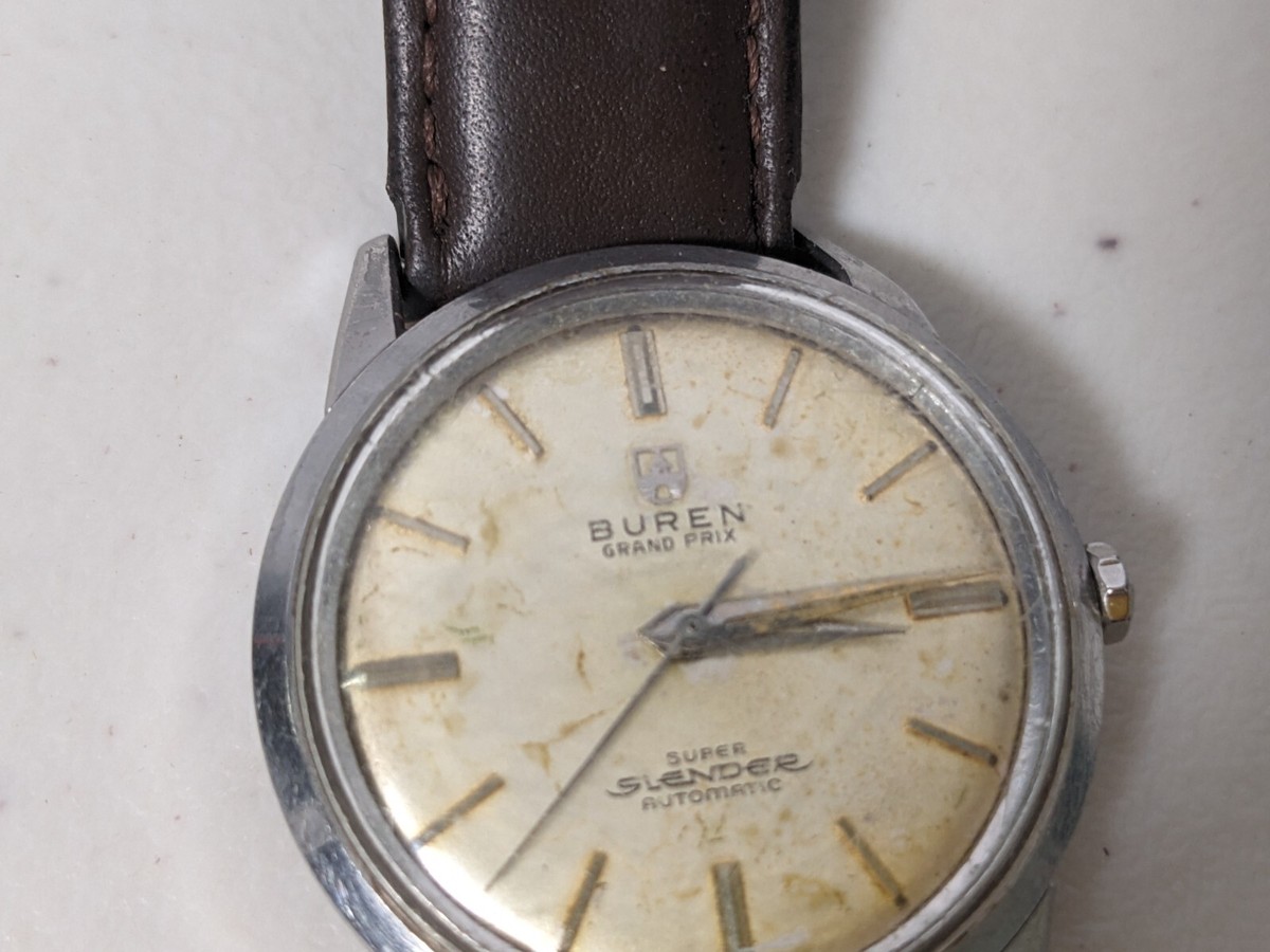 激レア 時計 Vintage BUREN GRAND PRIX DATE Super Slender Automatic
