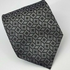 DKNY Silk Tie Gray Black Geometric Men Necktie 56.5 x 3.75