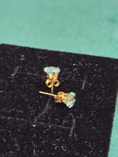 Real Rare Swiss Blue Topaz Studs 5mm Earrings Gold Earing
