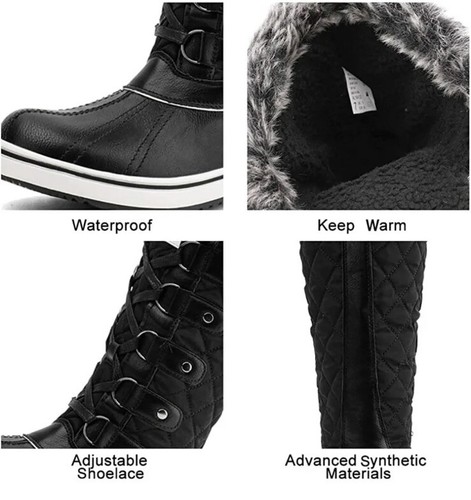 ALEADER Damen-Winterstiefel für kaltes Wetter, wasserdichte Schneestiefel, Größe US 7 - Bild 4 von 8