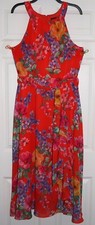Ladies Jessica Howard "Floral Chiffon Halter Midi" Belted Dress size 12