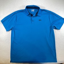 Under Armour Heat Gear Loose Fit Golf Polo Casual Logo Mens 2XL Royal Blue