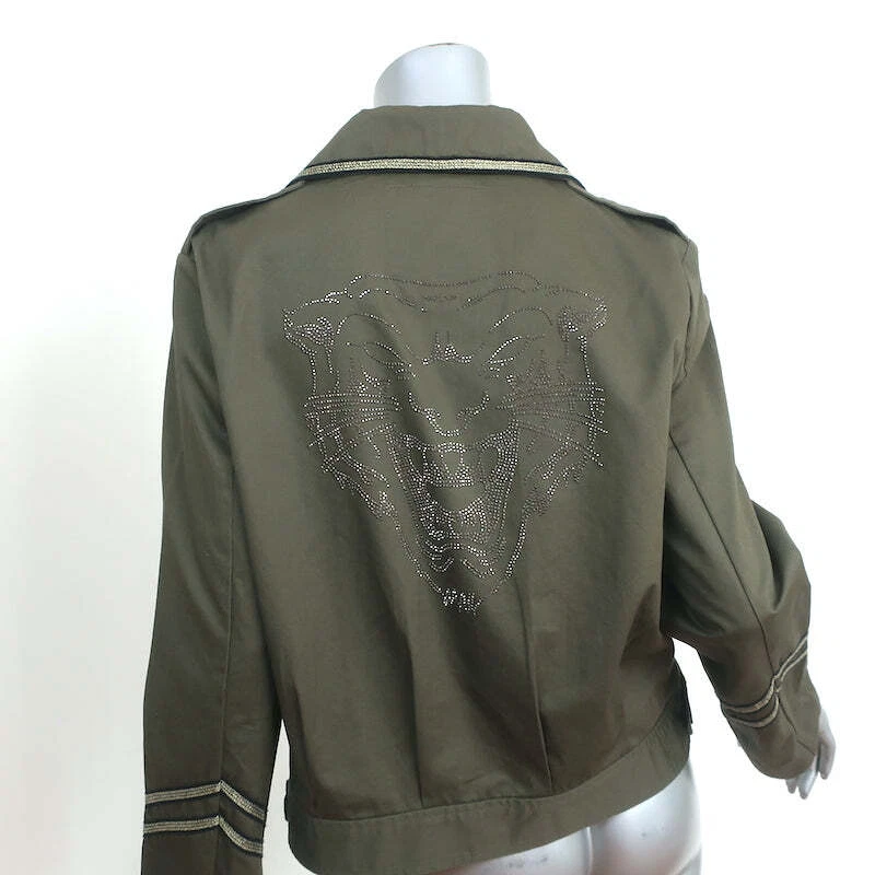 Zadig & Voltaire Crystal-Embellished Military Jacket Kalen Olive Size Medium - Image 4 of 4
