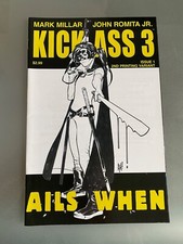 KICK-ASS 3 #1   |   2nd Print   |  B&W Adam Hughes Sketch Variant (Marvel, 2013)