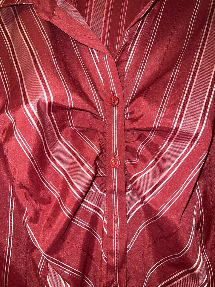 Cato womens silver and red striped button down long sleeve blouse plus 14W/16W - Image 2 of 4