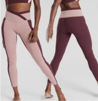 Athleta Womens Small Chroma 7/8 Pink Burgundy Mauve Tight Leggings Yoga Pilates