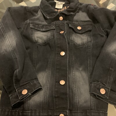 Soho Jacket Girls 14L Black Denim Jean  Front Pockets Stretch  blessed 