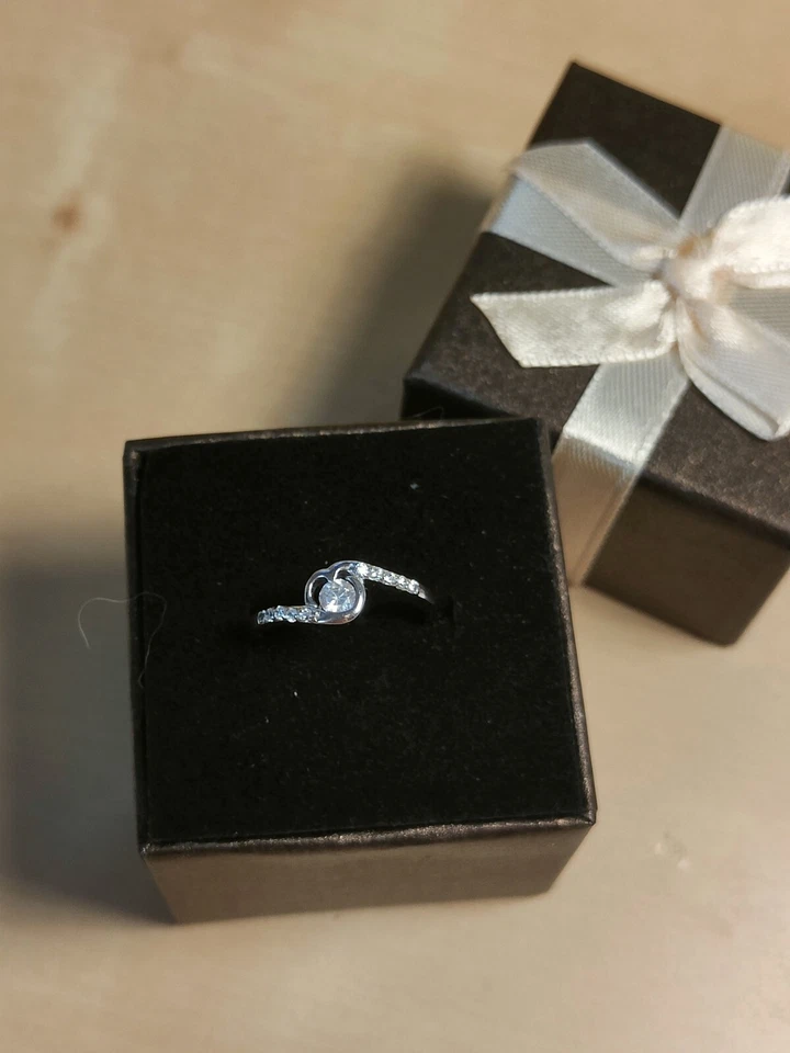 Anello donna argento 925 Gioiello pietra centrale zircone brillante Size 15 - Immagine 4 di 4