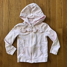 Carter  s Kid Girl Size 4 Zipper Front Hoodie Light Pink Ruffles 100 Cotton EUC 