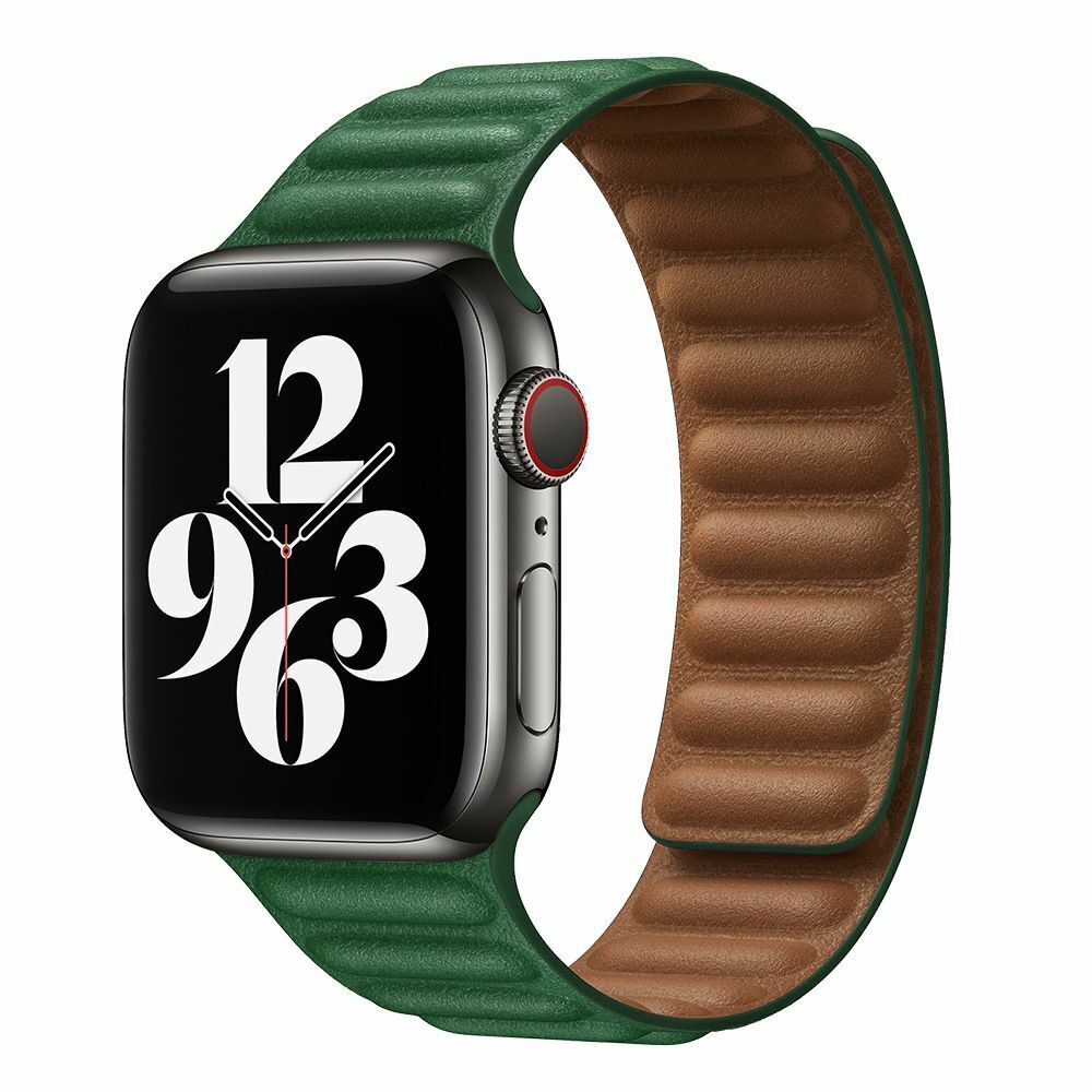 For Apple Watch 10 9 8 7 6 5 4 SE Leather Magnetic Link Band